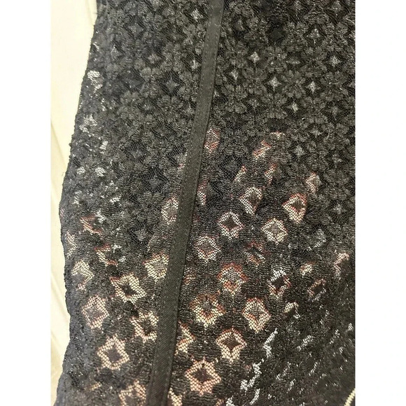 Chico's Lace Mixed Media Moto Jacket Size Chico’s 3 Size 16 XLarge Black Stretch - Picture 2 of 8